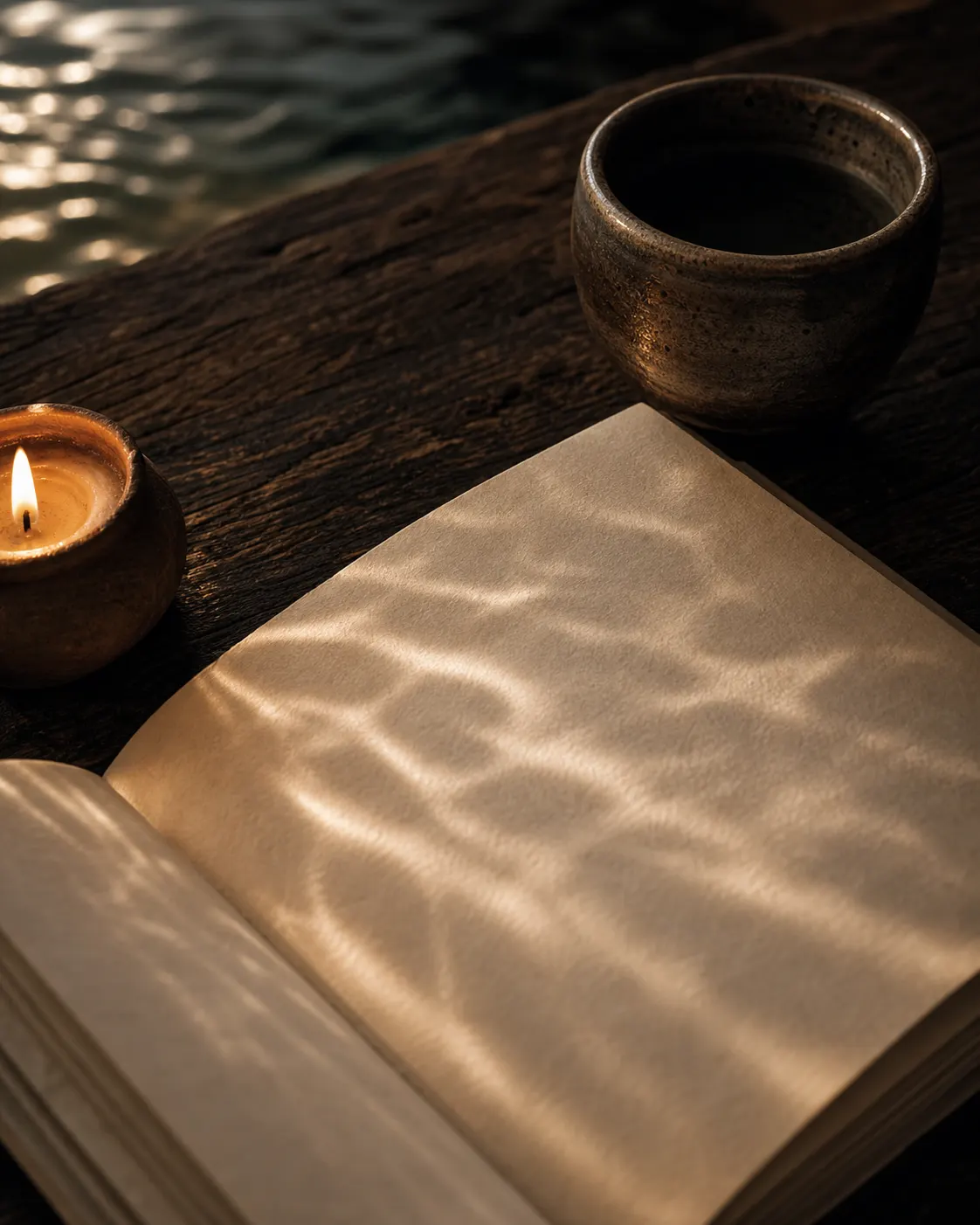 An open book catching patterned light